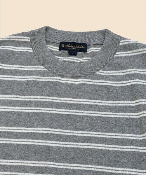 Brooks Brothers / ブルックス ブラザーズ ニット・セーター | コットン/ナイロン ダブルストライプ ショートスリーブ クルーネック サマーセーター | 詳細5