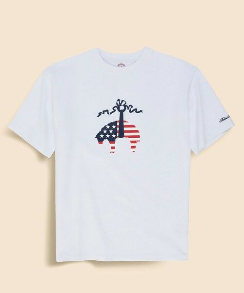 Brooks Brothers / ブルックス ブラザーズ Tシャツ | 【アメリカ建国250th記念】 USAコットンジャージー　ヘビーウェイト　星条旗GFプリント　Tシャツ（ホワイト）