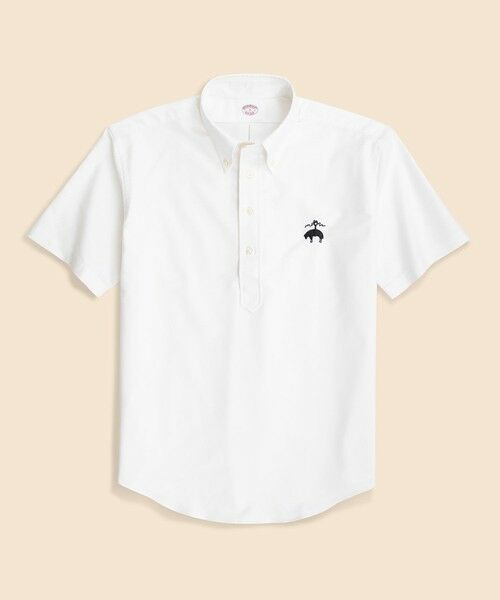 Brooks Brothers / ブルックス ブラザーズ シャツ・ブラウス | ◆オンラインストア限定◆ コットンオックスフォード ビッグGFロゴ ショートスリーブ プルオーバー スポーツシャツ(ホワイト)