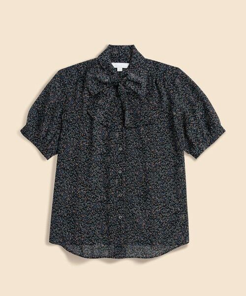 Brooks Brothers / ブルックス ブラザーズ シャツ・ブラウス | ポリエステル BBロゴ アソートドットプリント シアー ボウブラウス(ブラック)