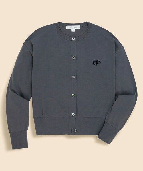Brooks Brothers / ブルックス ブラザーズ カーディガン・ボレロ | 【Double B Collection】 キュプラ/ナイロン BBロゴ カーディガン(グレー)
