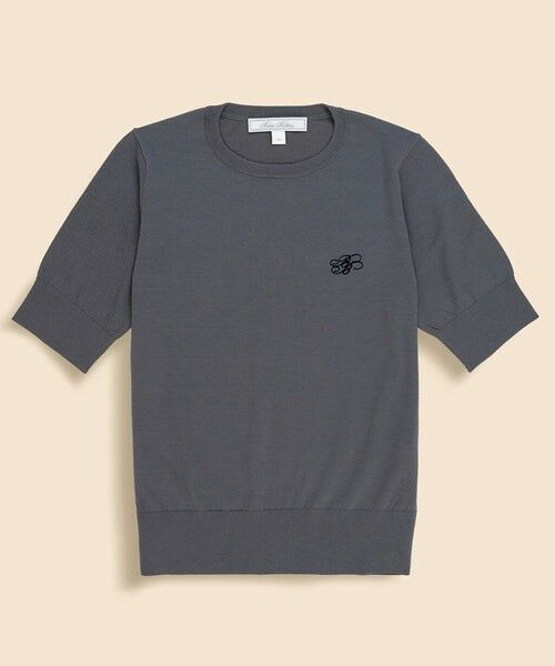 Brooks Brothers / ブルックス ブラザーズ ニット・セーター | 【Double B Collection】 キュプラ/ナイロン BBロゴ ショートスリーブセーター(グレー)