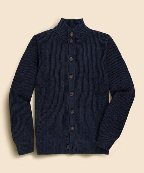 Brooks Brothers / ブルックス ブラザーズ カーディガン・ボレロ | スーピマコットン　イングリッシュリブ　モックネックカーディガン（ネイビー）