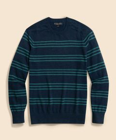 Brooks Brothers / ブルックス ブラザーズ ニット・セーター | スーピマコットン　トリプルストライプ　サドルショルダー　クルーネックセーター