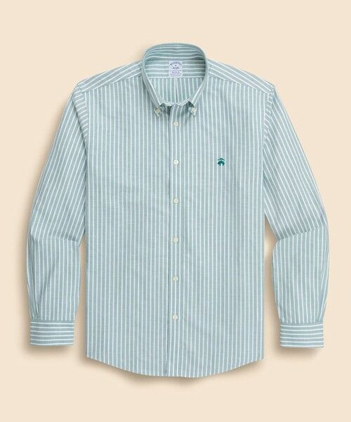 Brooks Brothers / ブルックス ブラザーズ シャツ・ブラウス | ノンアイロン　ストレッチオックスフォード　GFロゴ　ストライプ　カジュアルシャツ　Regular Fit（グリーン）