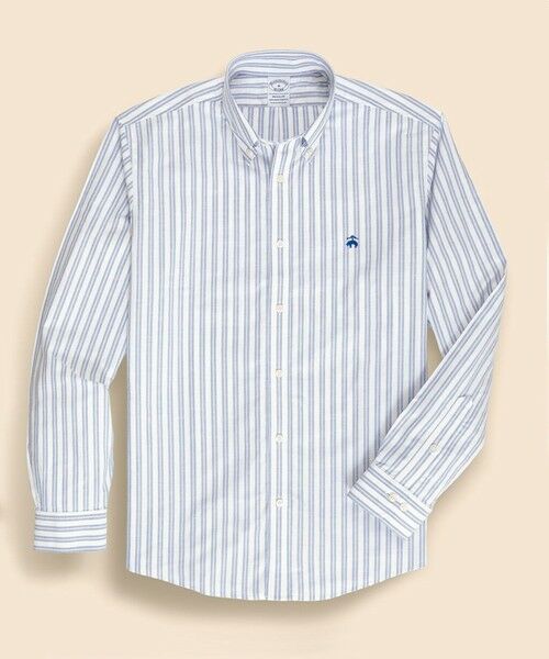 Brooks Brothers / ブルックス ブラザーズ シャツ・ブラウス | ノンアイロン　ストレッチオックスフォード　GFロゴ　ストライプ　カジュアルシャツ　Regular Fit（ブルー）