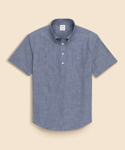 Brooks Brothers / ブルックス ブラザーズ シャツ・ブラウス | コットンシャンブレー GFロゴ ショートスリーブ プルオーバーシャツ(ネイビー)
