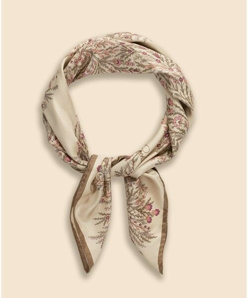 Brooks Brothers / ブルックス ブラザーズ バンダナ・スカーフ | シルク　フローラルプリント　スカーフ（ホワイト×ピンク）