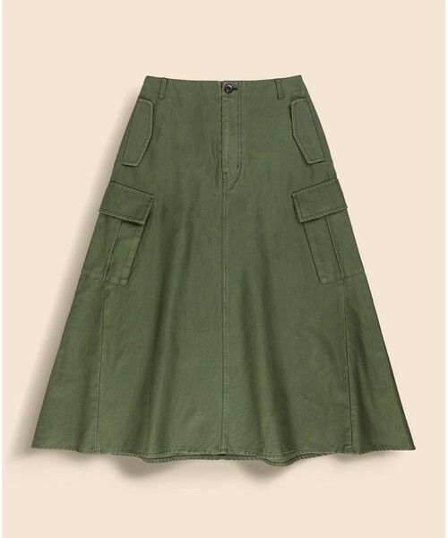 Brooks Brothers / ブルックス ブラザーズ ミニ・ひざ丈スカート | コットン カーゴ ロングスカート(オリーブ)