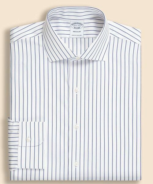 Brooks Brothers / ブルックス ブラザーズ シャツ・ブラウス | スーピマコットン　ピンストライプ　フレンチプラケット　ドレスシャツ　Regular Fit（ホワイト×ブルー）