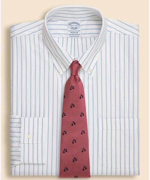 Brooks Brothers / ブルックス ブラザーズ シャツ・ブラウス | ストレッチヘリンボーン　ダブルストライプ　ドレスシャツ　Regular Fit（グレー）