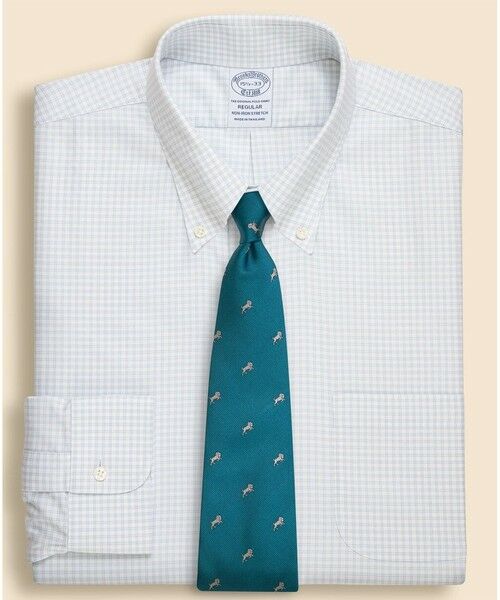 Brooks Brothers / ブルックス ブラザーズ シャツ・ブラウス | ストレッチヘリンボーン　　チェック　ドレスシャツ　Regular Fit（グレー）