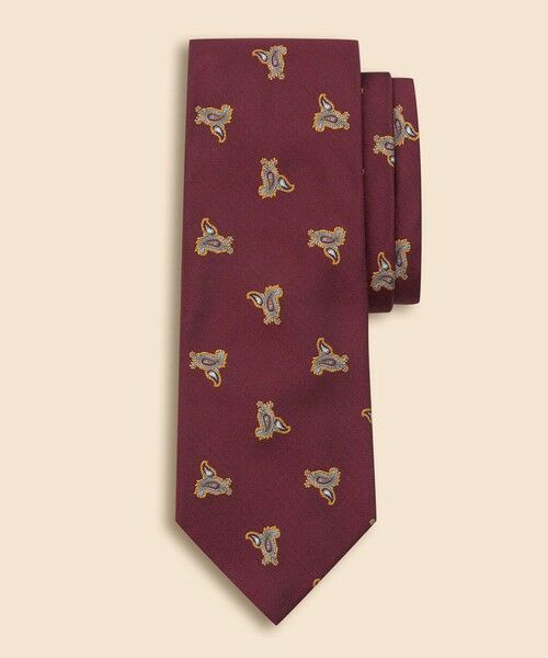 Brooks Brothers / ブルックス ブラザーズ ネクタイ | シルク　ヘリンボーン　スモールペイズリーモチーフタイ（バーガンディー）