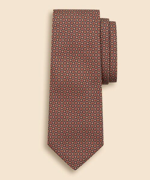 Brooks Brothers / ブルックス ブラザーズ ネクタイ | シルク　ジオメトリック　サークルモチーフタイ（レッド）