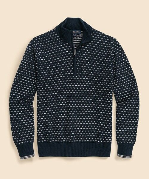 Brooks Brothers / ブルックス ブラザーズ ニット・セーター | コットン ドット ハーフジップ モックネックセーター(ネイビー)