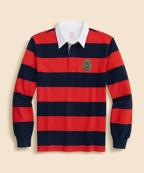 Brooks Brothers / ブルックス ブラザーズ ポロシャツ | コットンジャージー GFエンブレム ラグビーシャツ(レッド)