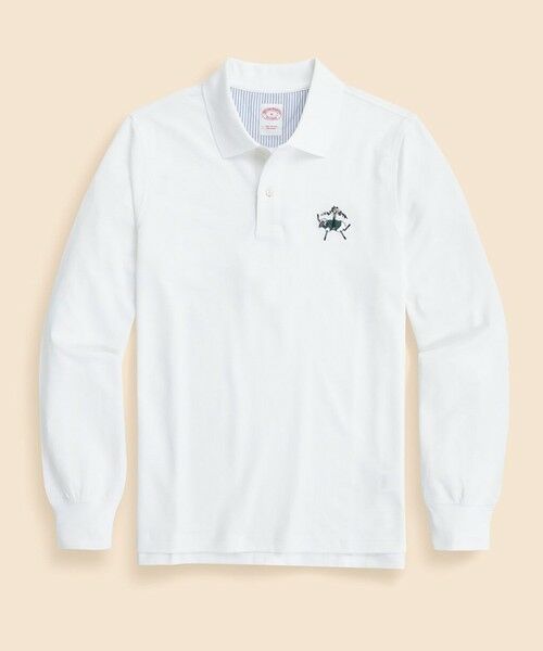 Brooks Brothers / ブルックス ブラザーズ ポロシャツ | スーピマコットン ストレッチピケ ヘンリーGF ロングスリーブ ポロシャツ(ホワイト)