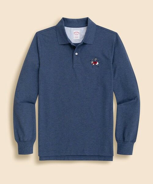 Brooks Brothers / ブルックス ブラザーズ ポロシャツ | スーピマコットン ストレッチピケ ヘンリーGF ロングスリーブ ポロシャツ(ブルー)