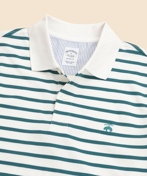 Brooks Brothers / ブルックス ブラザーズ ポロシャツ | コットン ストレッチピケ GFロゴ ストライプ ポロシャツ | 詳細2