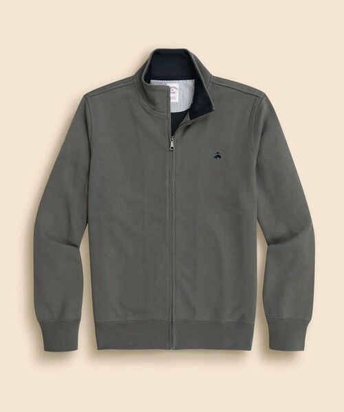 Brooks Brothers / ブルックス ブラザーズ スウェット | コットン/ポリエステル GFロゴ ダブルフェイス モックネック フルジップ(チャコール)