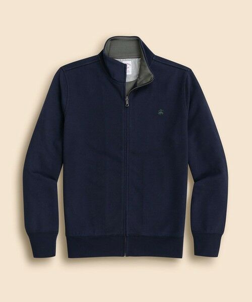Brooks Brothers / ブルックス ブラザーズ スウェット | コットン/ポリエステル GFロゴ ダブルフェイス モックネック フルジップ(ネイビー)