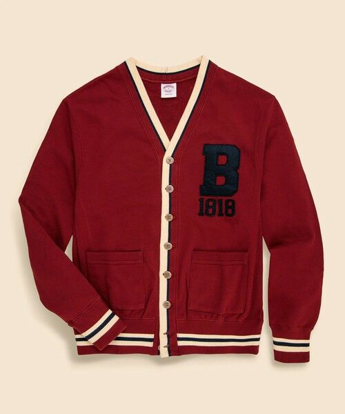 Brooks Brothers / ブルックス ブラザーズ スウェット | コットン　スウェット　Vネック　レタードカーディガン（バーガンディー）