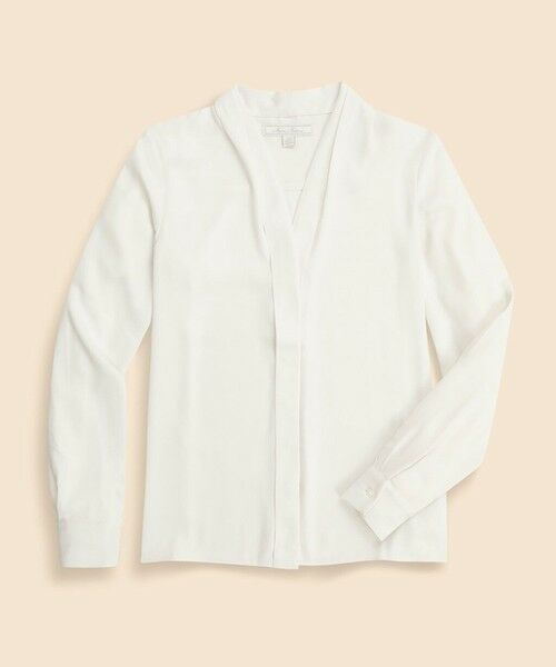 Brooks Brothers / ブルックス ブラザーズ シャツ・ブラウス | ポリエステル　Vネック　ソフトブラウス（ホワイト）