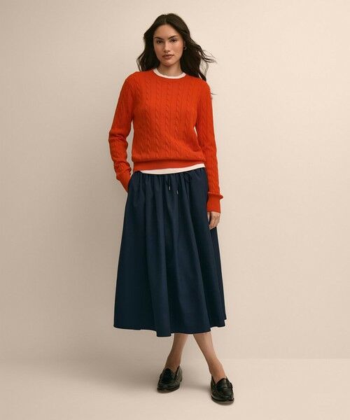Brooks Brothers / ブルックス ブラザーズ ミニ・ひざ丈スカート | ポリエステルタフタ ドローストリング Aラインギャザースカート | 詳細1