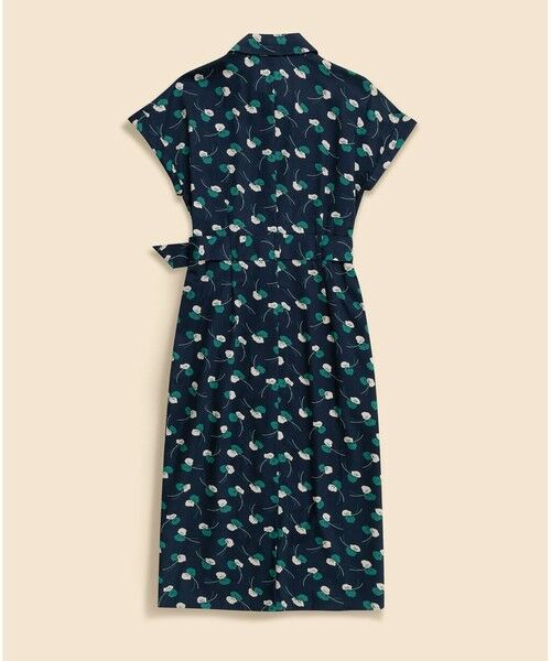 Brooks Brothers / ブルックス ブラザーズ ロング・マキシ丈ワンピース | コットンサテン　リーフプリント　ベルテッド　ショートスリーブシャツドレス | 詳細2