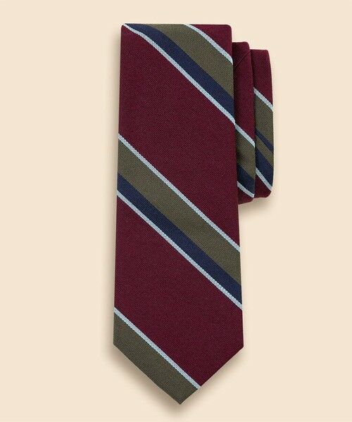 Brooks Brothers / ブルックス ブラザーズ ネクタイ | ウール／シルク　マルチストライプタイ（バーガンディー）