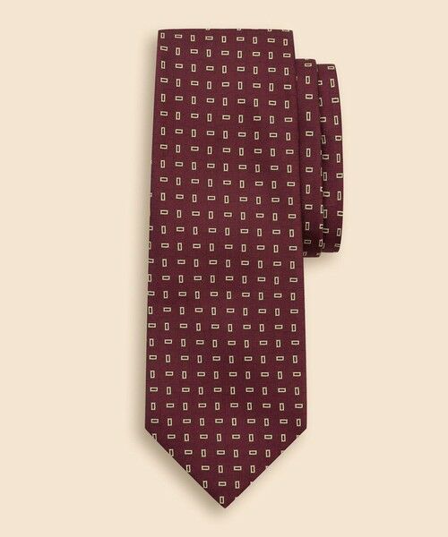 Brooks Brothers / ブルックス ブラザーズ ネクタイ | シルク　レクタングルモチーフ　ジャカードタイ（バーガンディー）