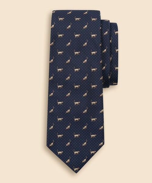 Brooks Brothers / ブルックス ブラザーズ ネクタイ | シルク　キャット×ドットモチーフ　ジャカードタイ（ネイビー）