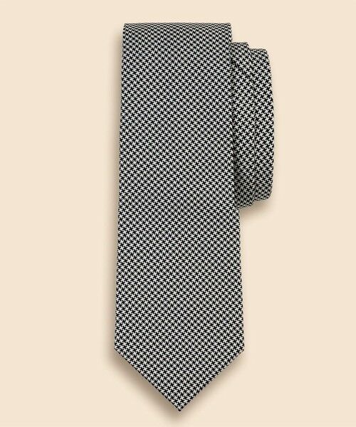 Brooks Brothers / ブルックス ブラザーズ ネクタイ | シルク　マイクロハウンドトゥース　ジャカードタイ（ホワイト×ブラック）