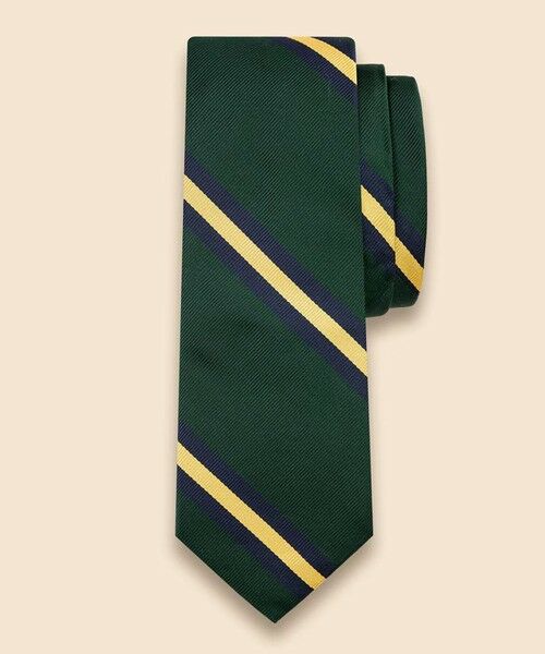 Brooks Brothers / ブルックス ブラザーズ ネクタイ | シルク　BB#2ラージストライプ　レップタイ（グリーン）