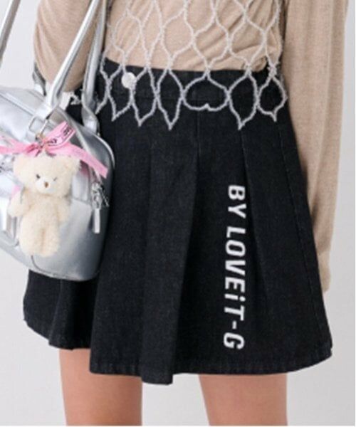 by LOVEiT / バイ ラビット ショート・ハーフ・半端丈パンツ | ラップ付き風デニムパンツ（黒）