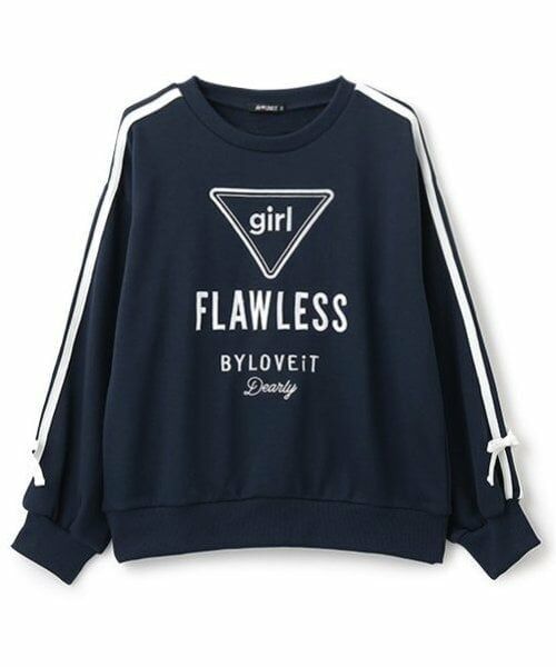 by LOVEiT / バイ ラビット スウェット | 袖ラインリボンプルオーバー（紺）