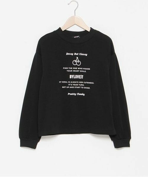 by LOVEiT / バイ ラビット Tシャツ | チェリープリントロングTシャツ（黒）