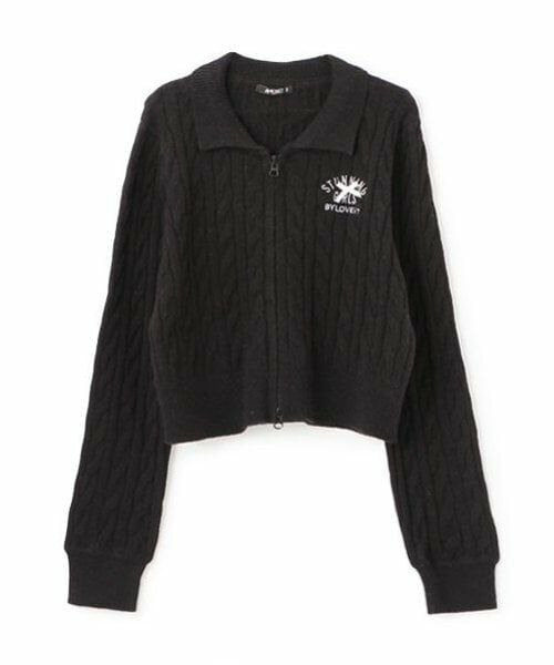 by LOVEiT / バイ ラビット カーディガン・ボレロ | ダブルジップニットカーディガン（黒）