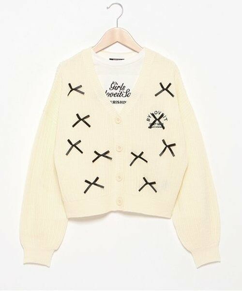 by LOVEiT / バイ ラビット カーディガン・ボレロ | リボンカーディガンTシャツセット（アイボリー）