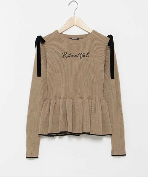 by LOVEiT / バイ ラビット ニット・セーター | ペプラムリボンプルオーバー（モカ茶）