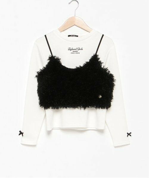 by LOVEiT / バイ ラビット Tシャツ | フェイクラムビスチェTシャツセット（黒）