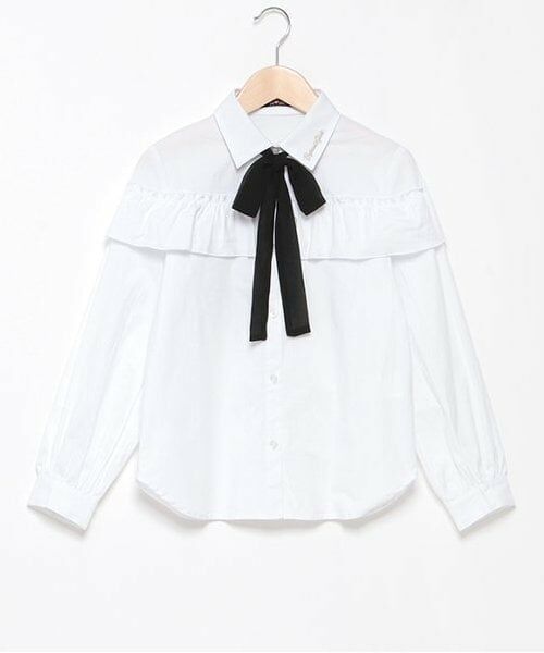 by LOVEiT / バイ ラビット シャツ・ブラウス | フリルボータイつきシャツブラウス（オフ ホワイト）