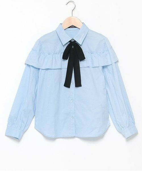 by LOVEiT / バイ ラビット シャツ・ブラウス | フリルボータイつきシャツブラウス（ブルー）