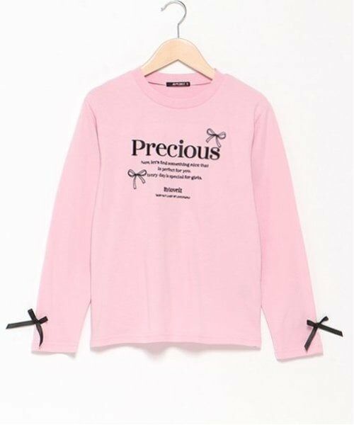 by LOVEiT / バイ ラビット Tシャツ | リボンロゴロングTシャツ(ピンク)