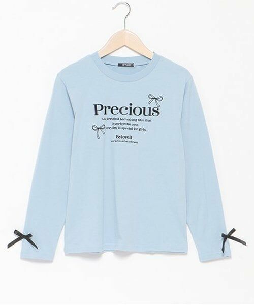 by LOVEiT / バイ ラビット Tシャツ | リボンロゴロングTシャツ(ブルー)