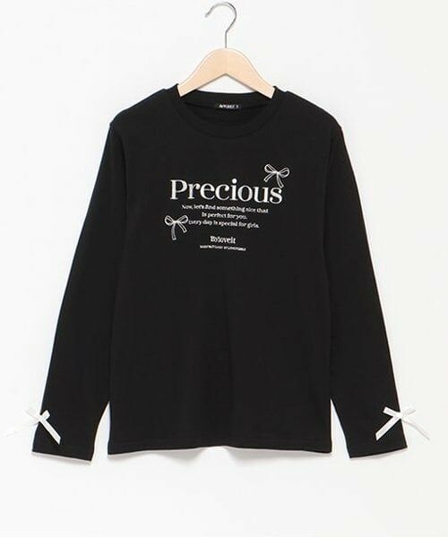 by LOVEiT / バイ ラビット Tシャツ | リボンロゴロングTシャツ(黒)