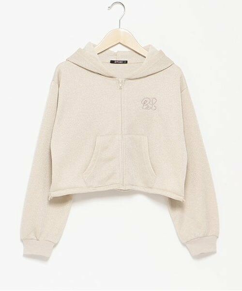 by LOVEiT / バイ ラビット パーカー | ラメ裏毛クマ耳パーカー（ベージュ）