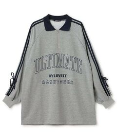 by LOVEiT / バイ ラビット ミニ丈・ひざ丈ワンピース | ハーフジップロゴワンピース