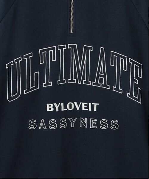 by LOVEiT / バイ ラビット ミニ丈・ひざ丈ワンピース | ハーフジップロゴワンピース | 詳細3