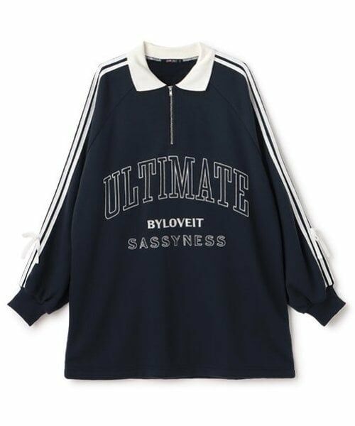 by LOVEiT / バイ ラビット ミニ丈・ひざ丈ワンピース | ハーフジップロゴワンピース | 詳細9